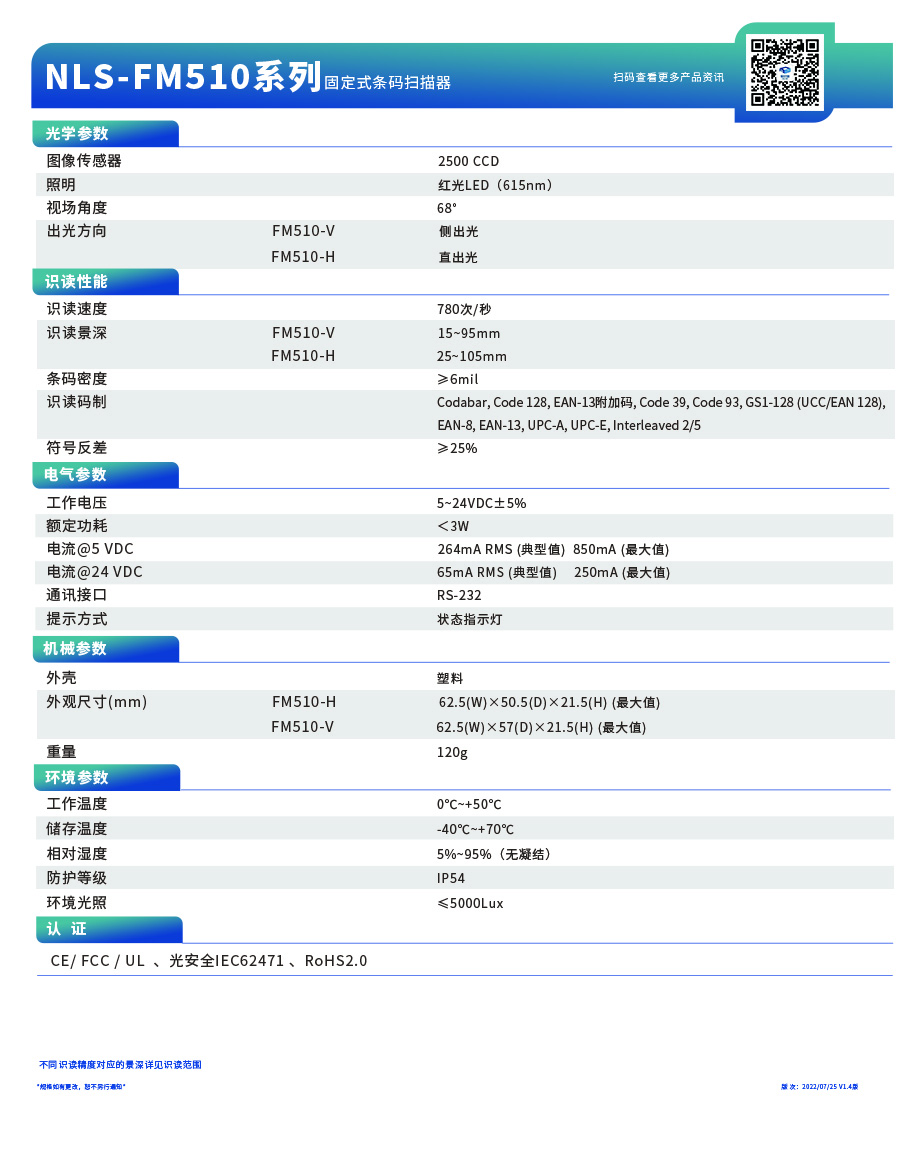 FM510技術(shù)參數(shù)表